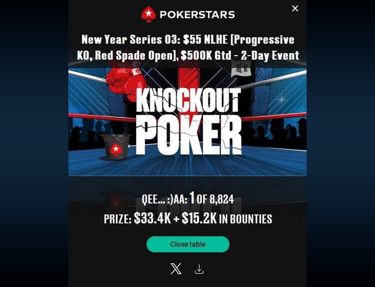 Доцент FiatLab Гера Qeeee разрывает новогодние серийники рума PokerStars. В NLHE за $55 на 8.824 входов он стал сильнейшим, получив за первое место $48,6К.