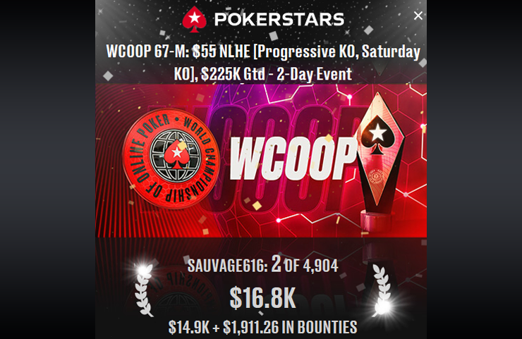 Артем sauvage616 – $16,8к за второе на PokerStars
