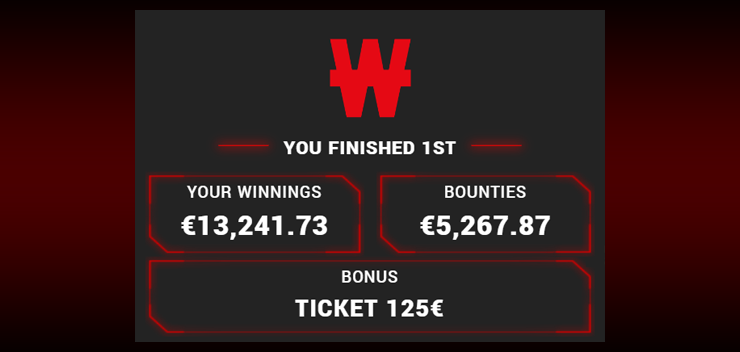 Саша sankovski - €13,241 + €5,267 баунти на Winamax за первое место